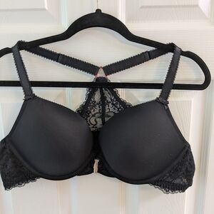 Sexy Black Lace Pushup Bra with Sheer Fabric and Underwire